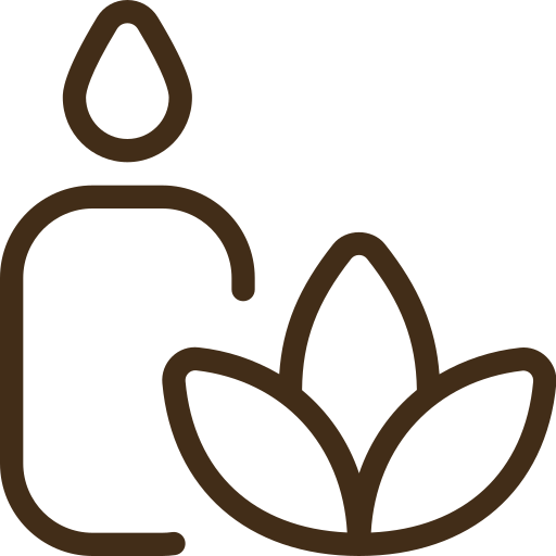 Schlichtes Linienbild eines Blattes und einer Blüte.