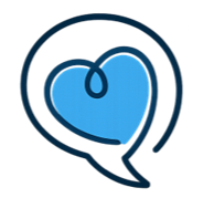 A blue heart with a small loop at the top, surrounded by colorful lines