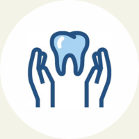 Illustration of hands holding a tooth
