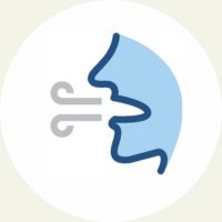 Illustration of a nose with compressed air coming out, representing breathing or airflow.