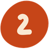 Number 2 on a brown circular background