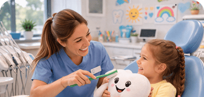 dentist playing with child patient