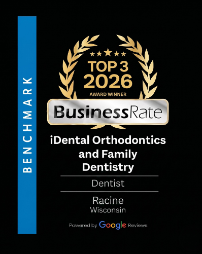 Recognized as a 2026 Top 3 Dentist in Racine by BusinessRate, based on Google review data.