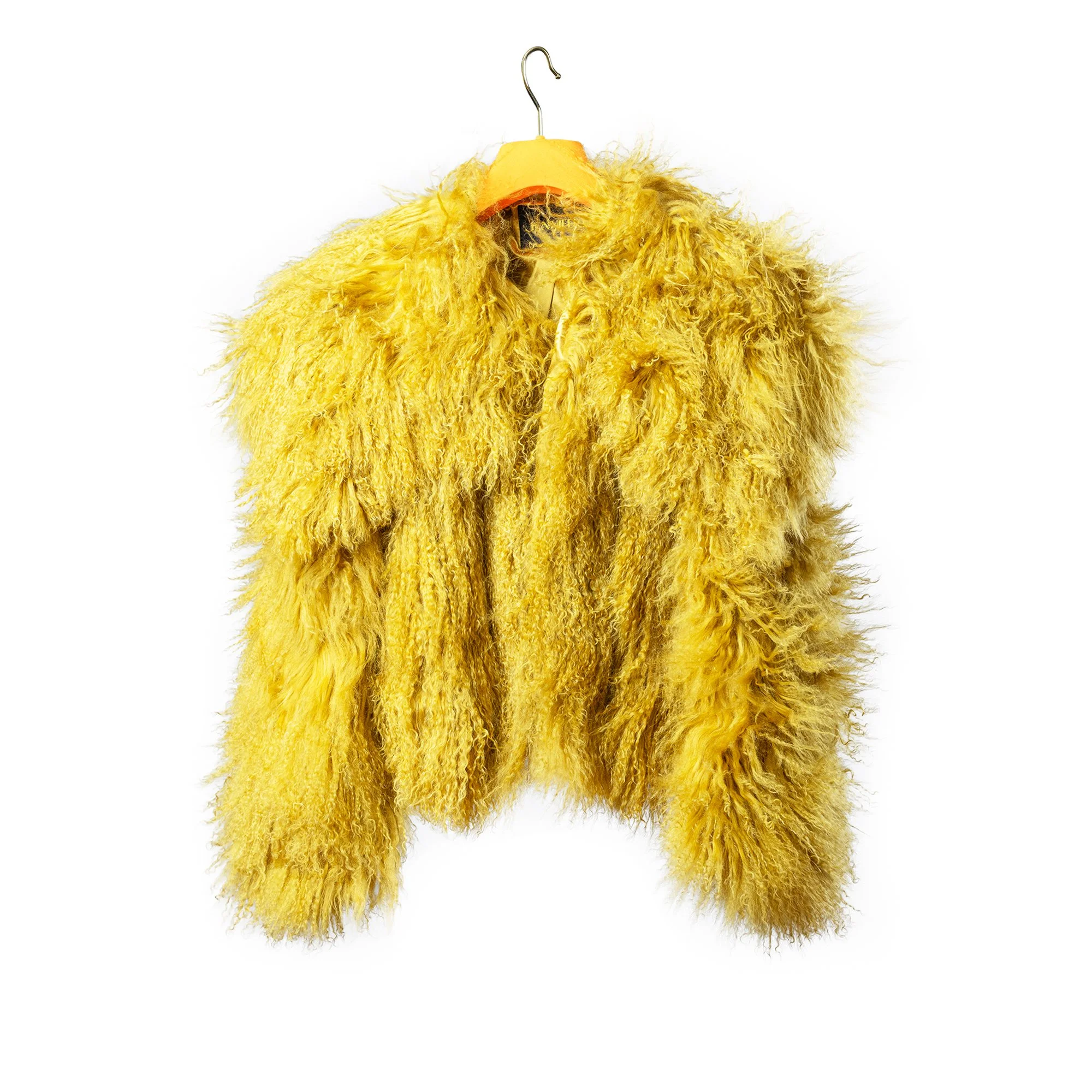 Mongolian Oversized Fur Collar Coat (Mustard)