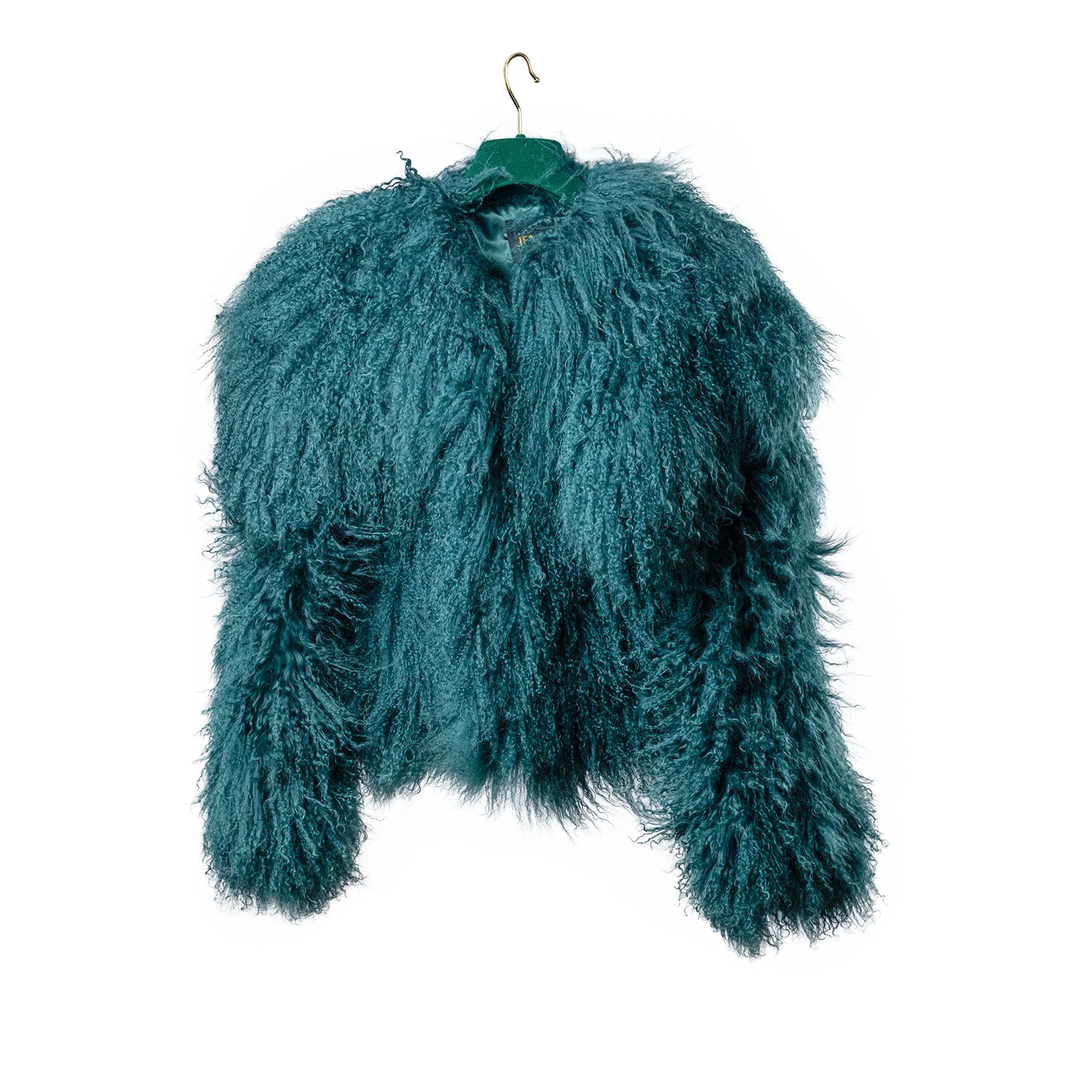 Mongolian Oversized Collar Fur Coat (Emerald)