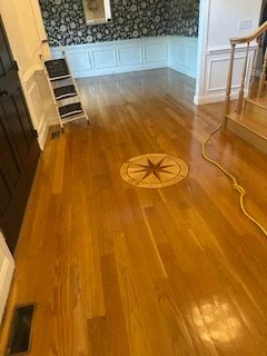 Refinished white-oak solid wood flooring