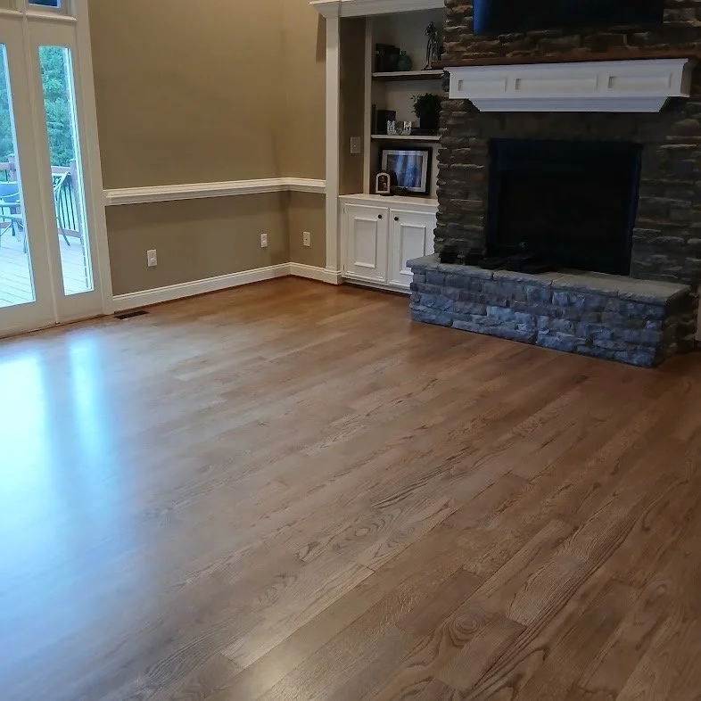 Refinished white-oak, solid wood flooring in Mocksville, North Carolina