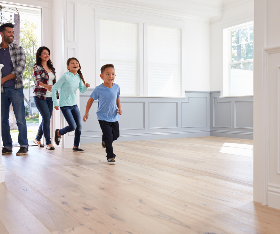 Family excited about their new floors