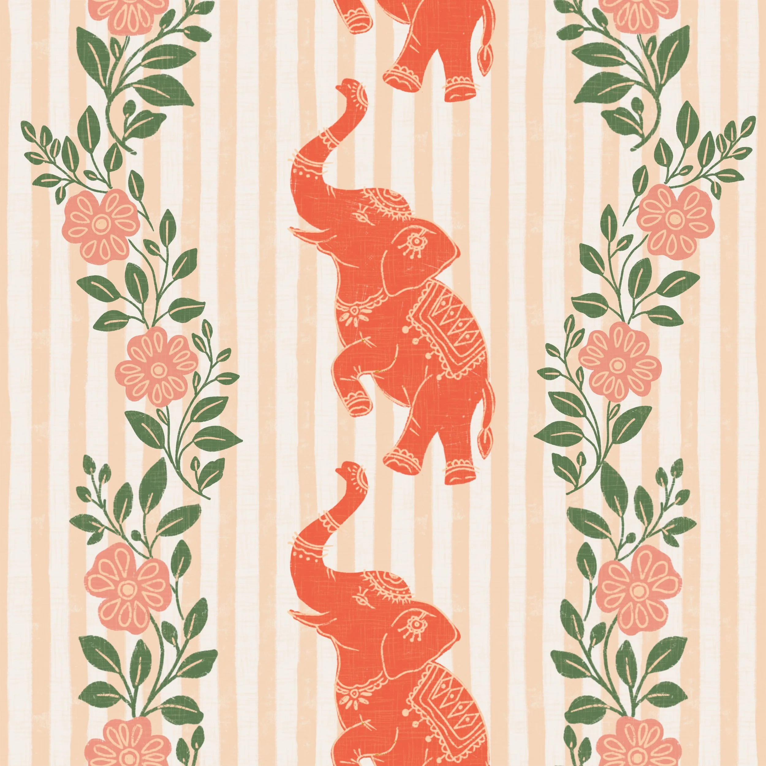 Jaipur elephants stripes coral.jpg