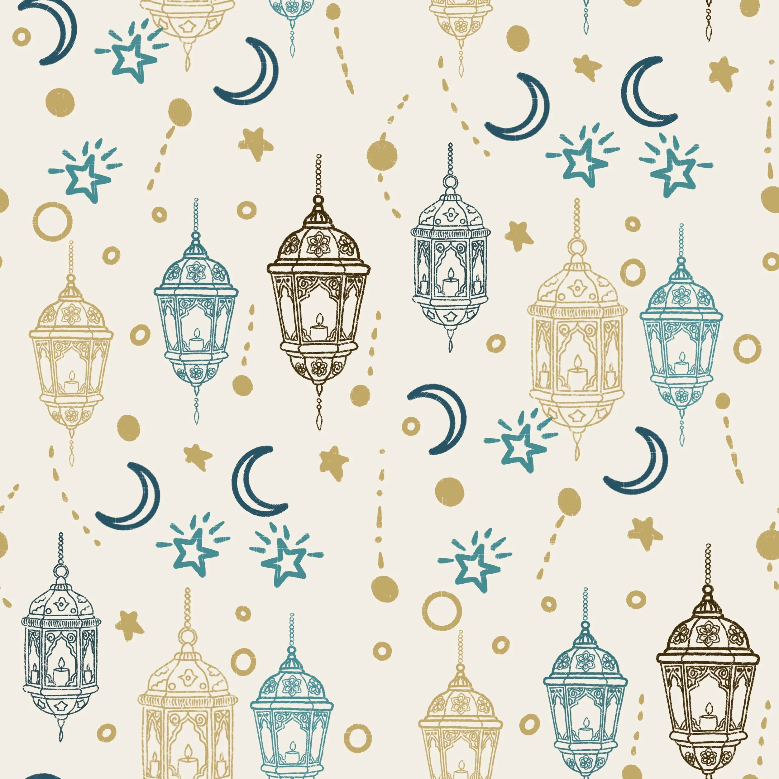Celestial Lanterns & Crescent Moons Pattern