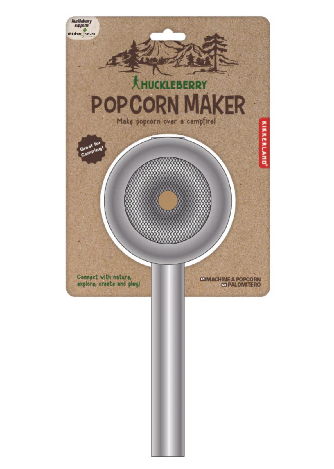Campfire Popcorn Maker. A charming way to let kids cook and connect—pop popcorn over a campfire or fireplace.