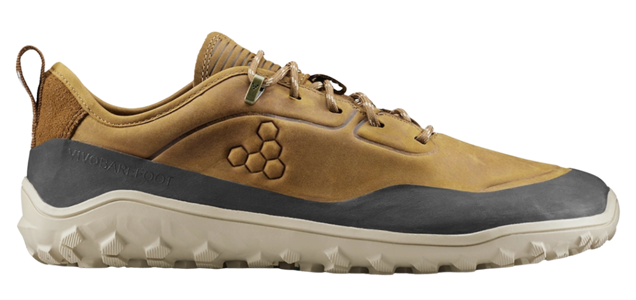 Vivobarefoot — Tracker Leather AT Low II.
A low-profile barefoot hiking shoe with excellent ground feel, a wide toe box, and durable leather construction. Designed by seventh-generation cobblers from the Clarks family.