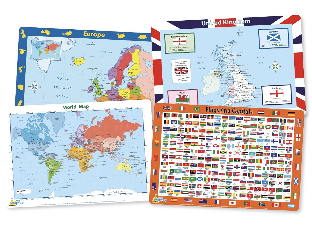 Educational Placemats. Teacher-designed, UK-made placemats printed with safe, child-friendly inks. A fun way to learn at the table.