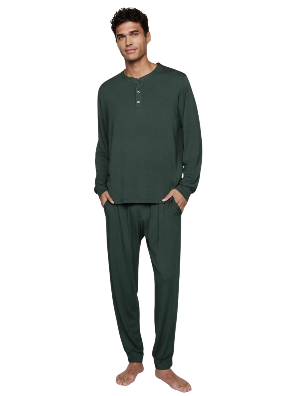 EberjeyEberjey — Henry TENCEL™ Modal Long PJ Set. A soft, temperature-regulating pyjama set made from OEKO-TEX® certified fibres. Features a relaxed Henley top and comfortable adjustable trousers with pockets.