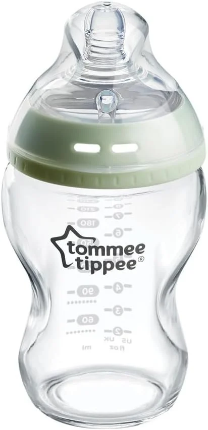 Tommee Tippee Natural Start Glass Baby Bottle for 0m+. Choose a glass baby bottle. Specially designed with a durable borosilicate glass base, these baby glass bottles are naturally odour, scratch, and stain resistant. Spill, mess and leakproof.