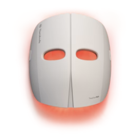 Therabody - TheraFace Mask Glo. An LED face mask combining 504 red, infrared, and blue lights with gentle scalp massage to increase circulation and relieve tension. Clinically proven to reduce under-eye wrinkles and fine lines and enhance radiance.