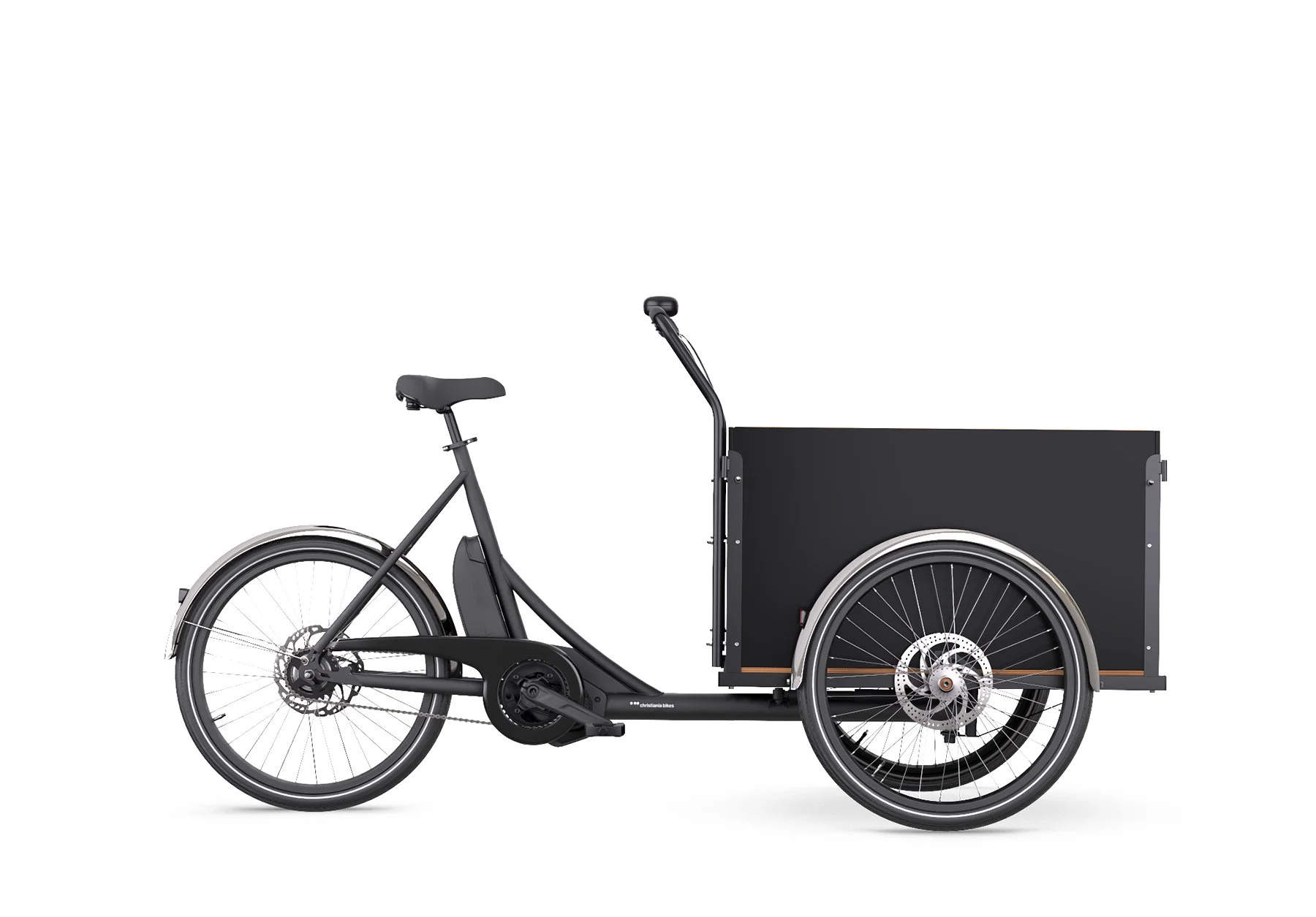 Christiania Cargo Electric midDrive. We bought this bike from London Green Cycles and it's transformed our lives. You can seat up to four children into the box - including our 6 month old.