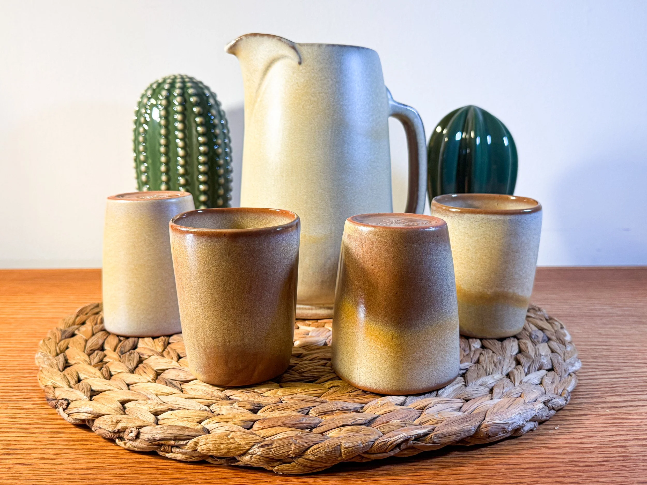 Frankoma Plainsman Pitcher & Tumblers Set (5-Piece Stoneware Beverage Service)