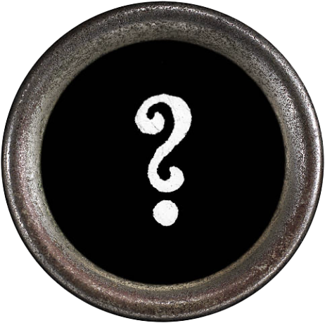 A coffee cup with a black interior and a white question mark in the center.