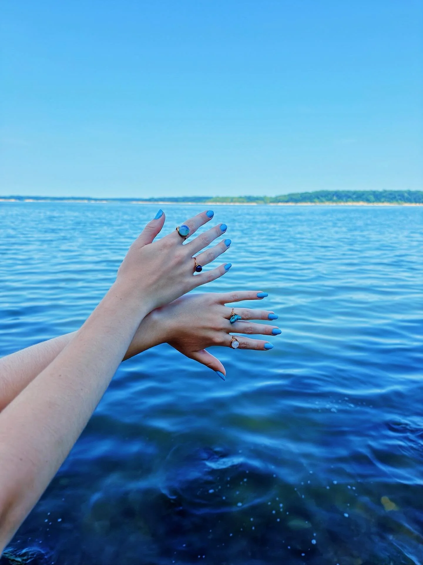 ocean vibes and crystal tides <33

these handmade rings were made to shine, whether you&rsquo;re chasing sunsets or soaking up beach days. 

each piece is crafted with love and intention <33

get yours today!! all info is listed in my etsy shop