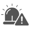 Alert icon with a warning triangle and a siren
