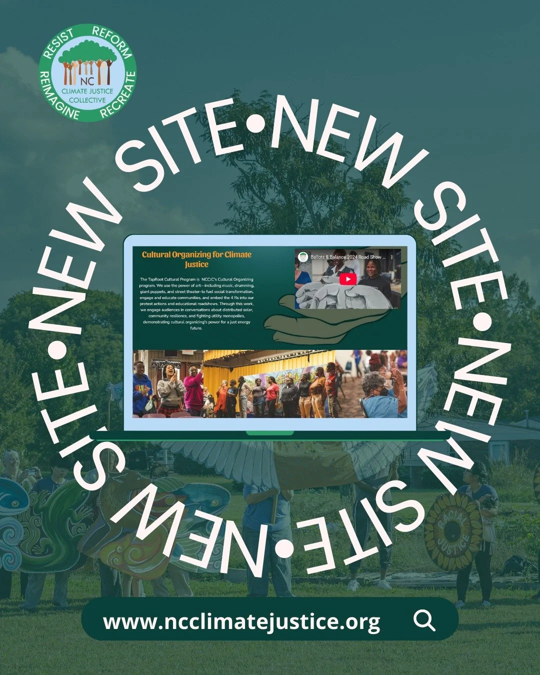 🚨 Did you know that we have a brand new site? Check it out! Repost and share now!

1️⃣Explore Our Approach: #Reform, #Resist, #ReImagine, #ReCreate
2️⃣Dig into the #TapRoot Cultural Programs or the local work of our #ResiliencyOrganzing Hubs
3️⃣Shar