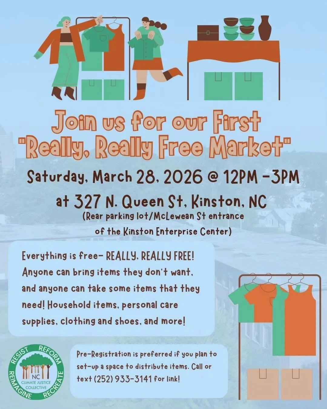 Our Really, Really Free Market. Saturday Mar 28. 12pm - 3pm at 327 N Queen St, Kinston, NC (Rear parking lot/)