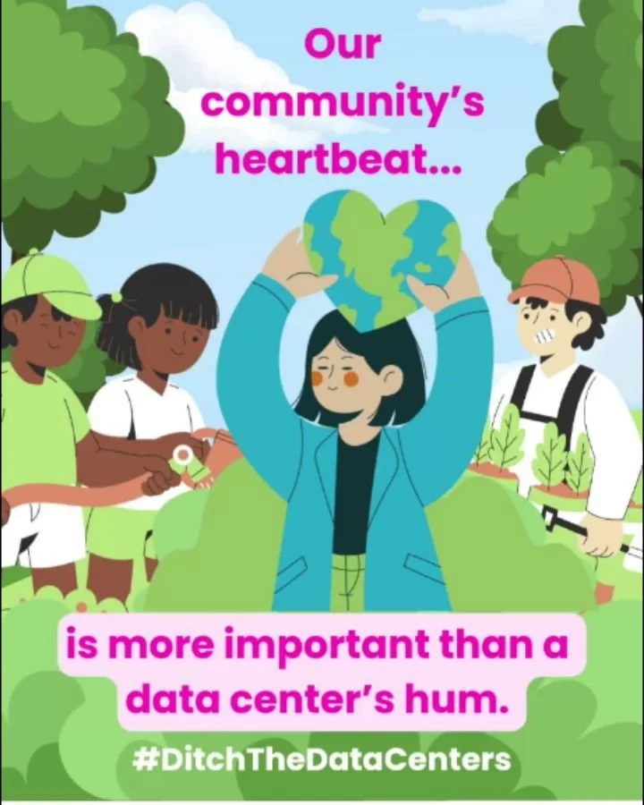 This #EarthWeek we are joining @cjaourpower to deliver a simple message: Our community&rsquo;s heartbeat is more important than a data center&rsquo;s hum. As many of us find ourselves in difficult times, remember: The Future is Ours to Build. For the