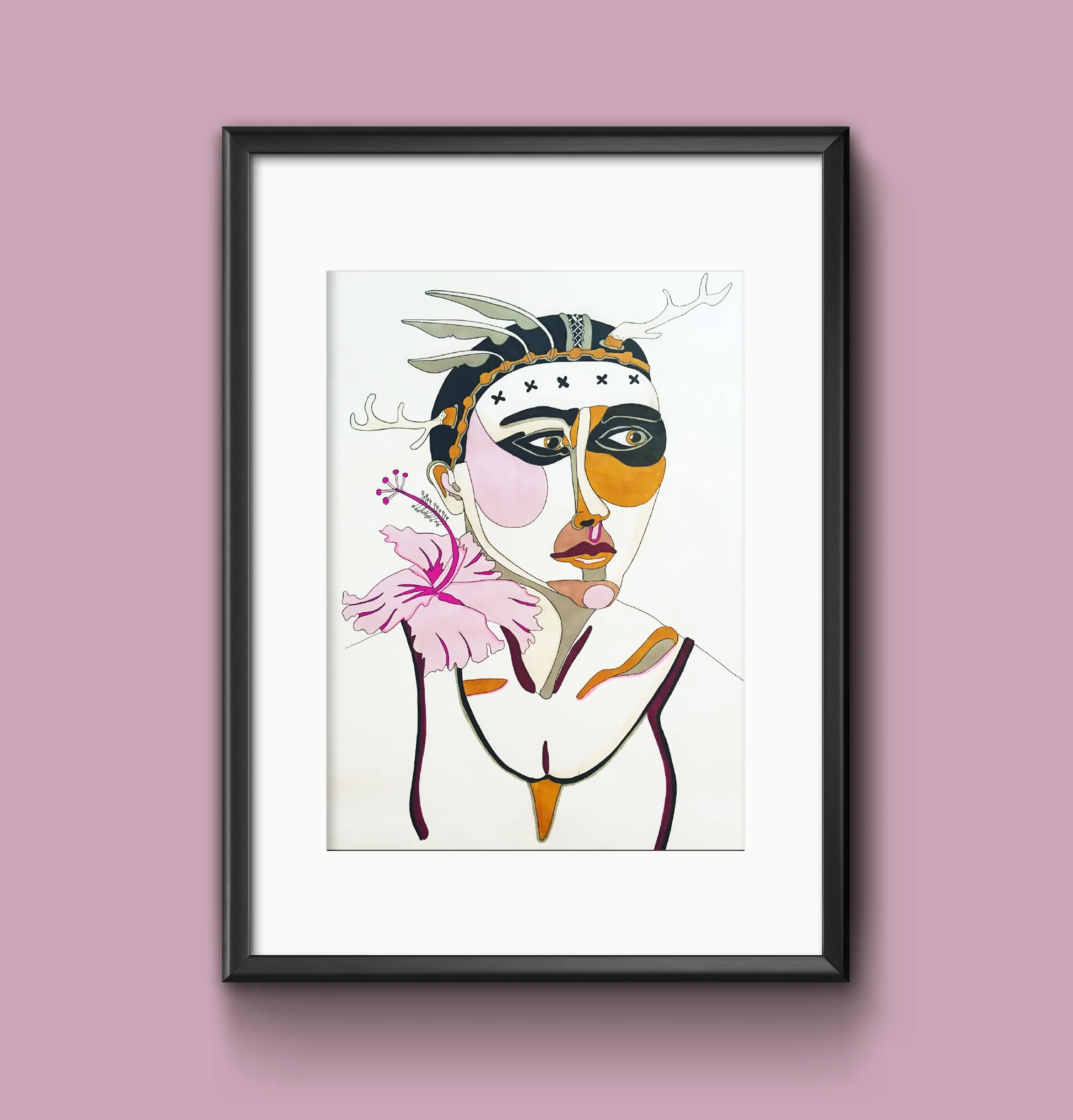 Deer woman & hibiscus