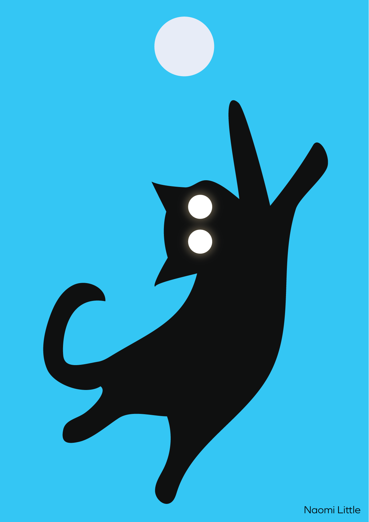Cat &amp; moon silhouette illustration