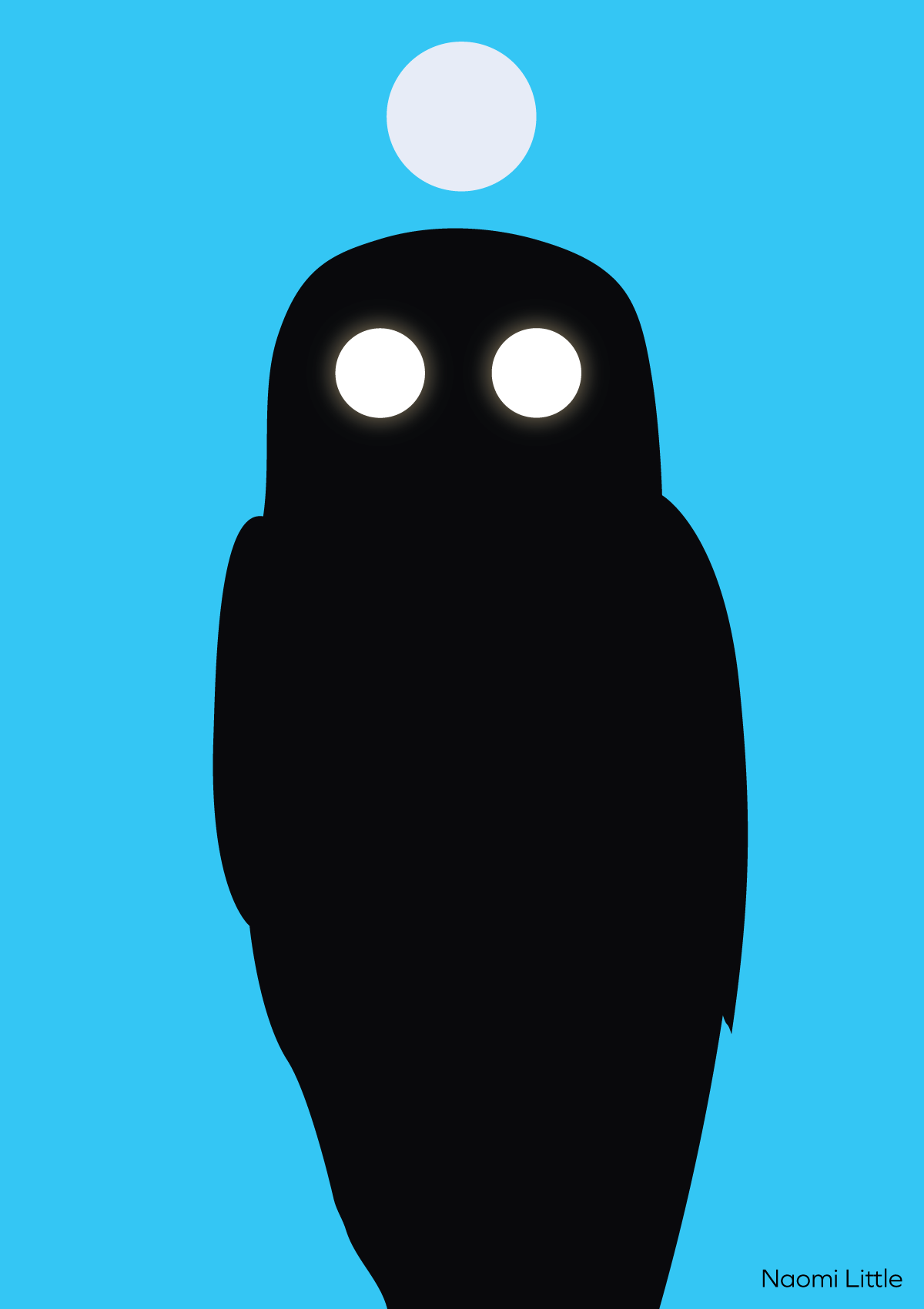 Owl &amp; moon silhouette illustration