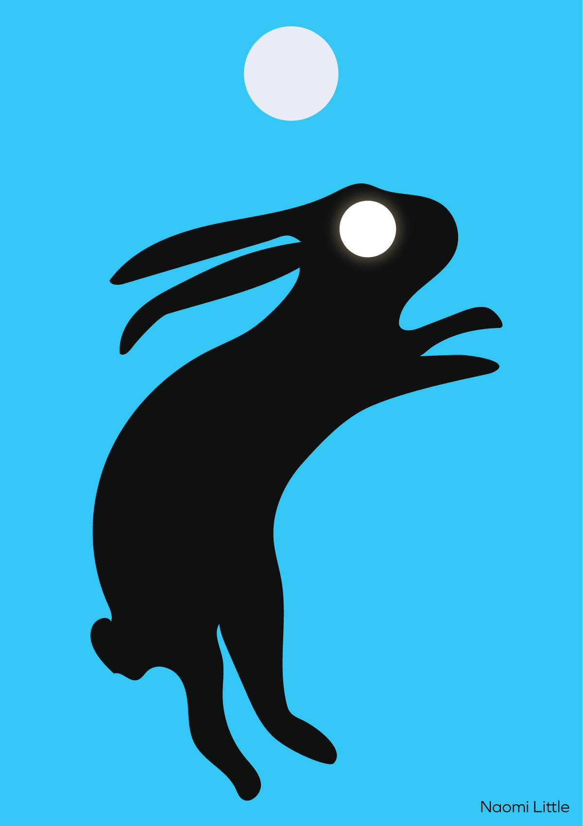Rabbit &amp; moon silhouette illustration