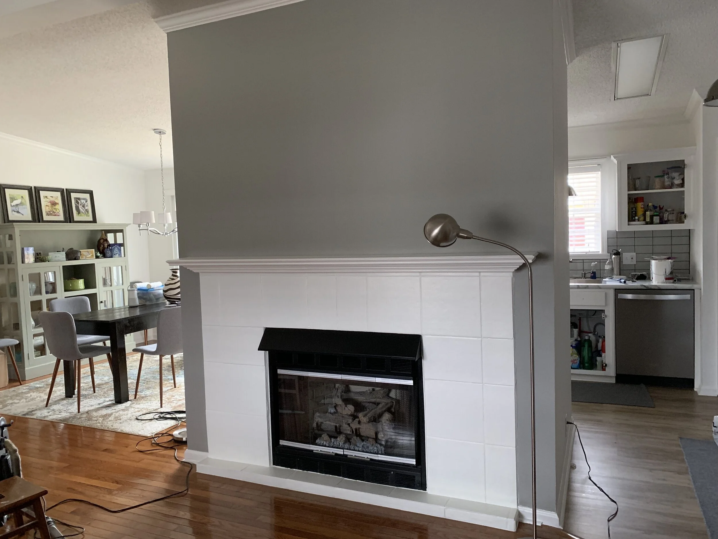Painted and the wall was accented gray.