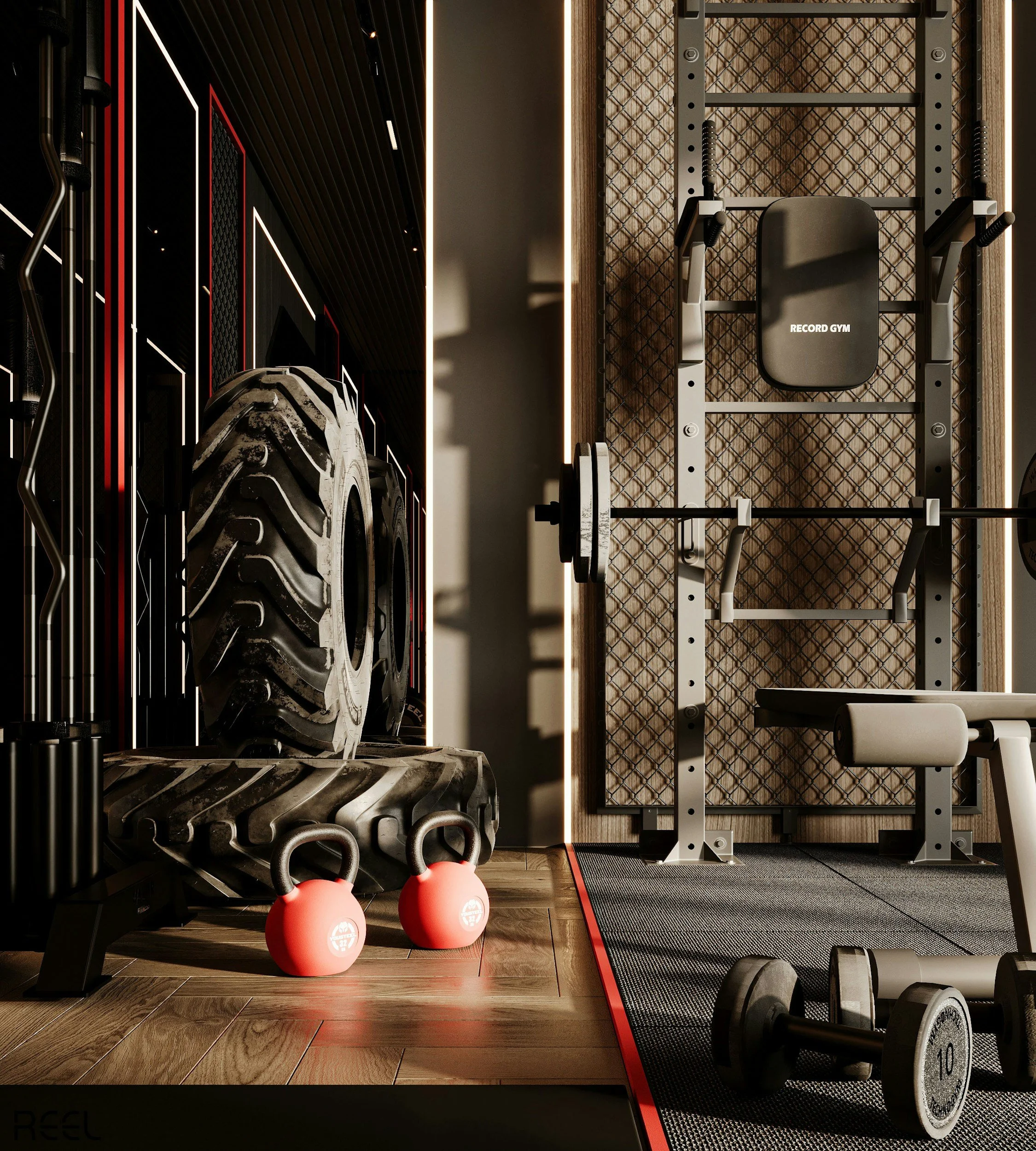 Home gym setup. heavy machine building and assembly