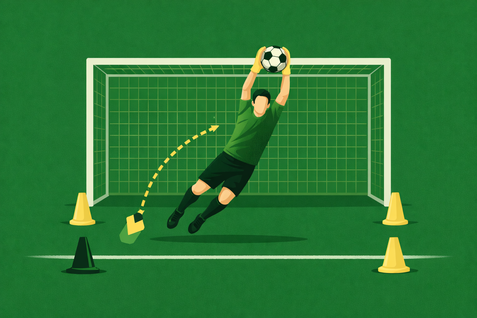 Hands wearing goalkeeper gloves holding a soccer ball with a logo for BC1 Soccer Academy, established in 2025.