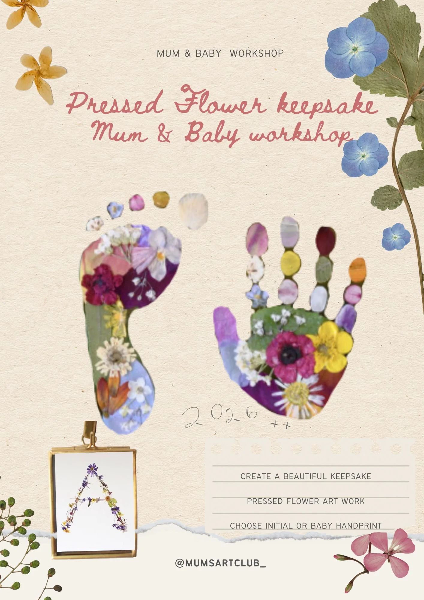 TLC - Mum +Baby Session - Flower Press artwork/ keepsake