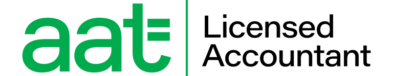 A logo with the text "aat Licensed Accountant" in green and black.