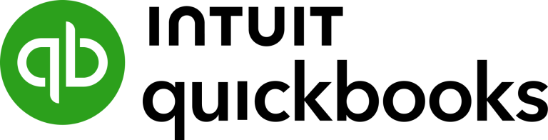 QuickBooks logo on a black background.
