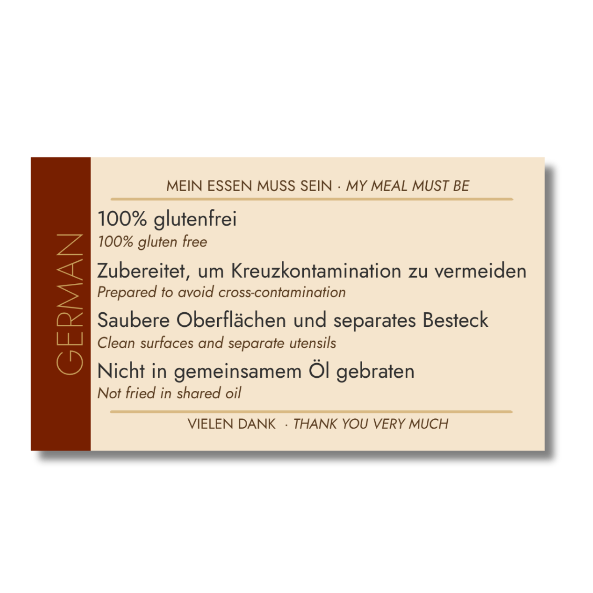 German Celiac Cafe Card