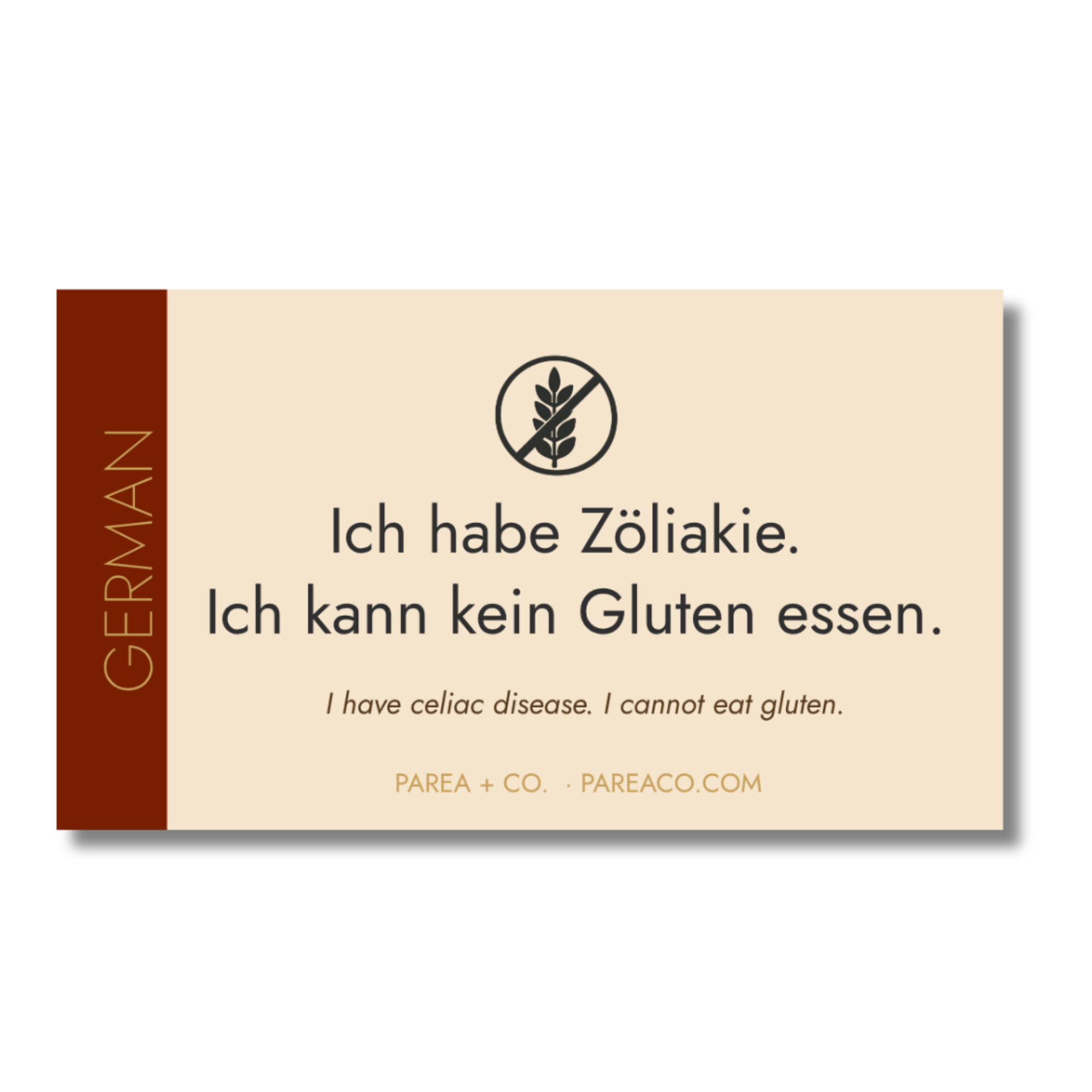 German Celiac Cafe Card