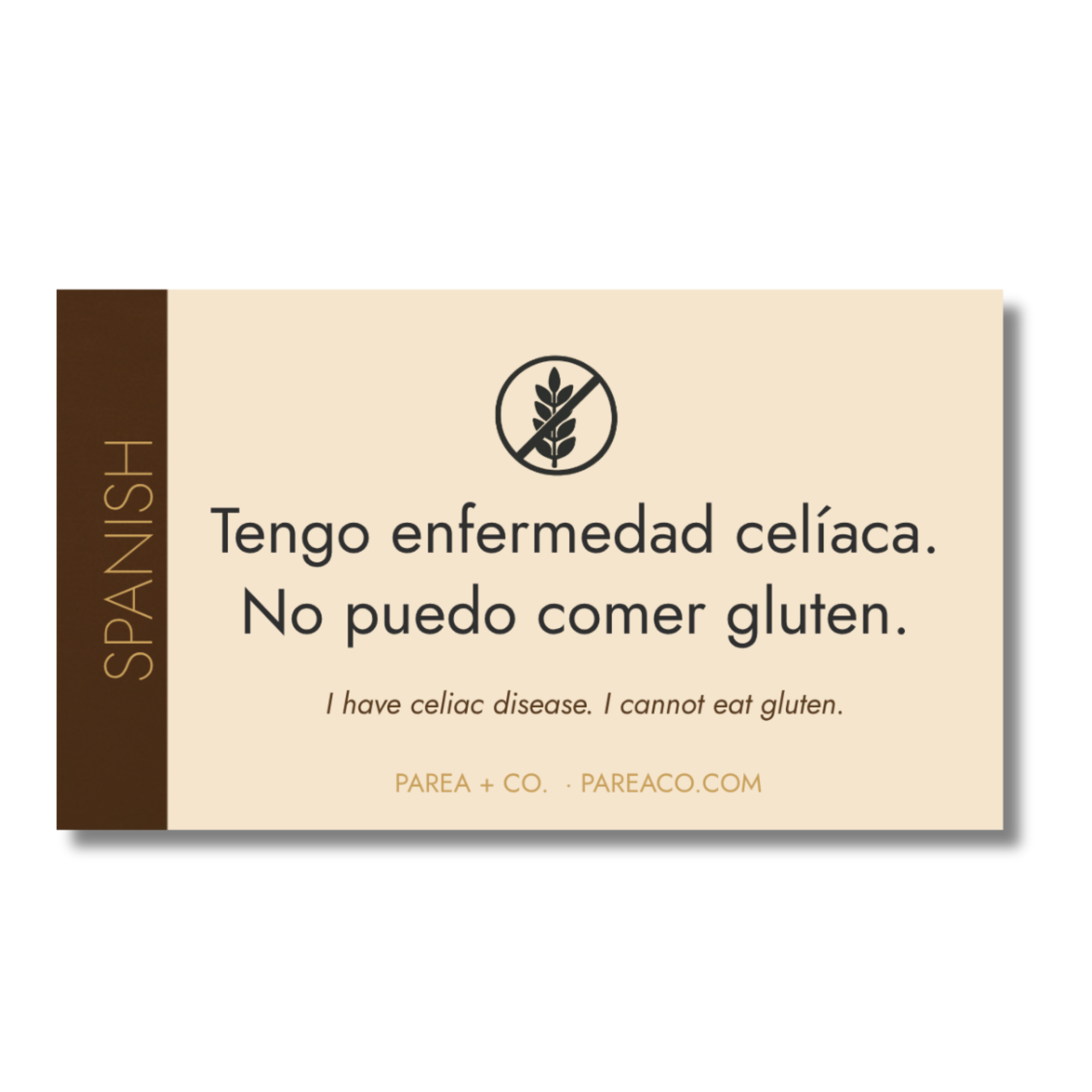 Spanish Celiac Cafe Card