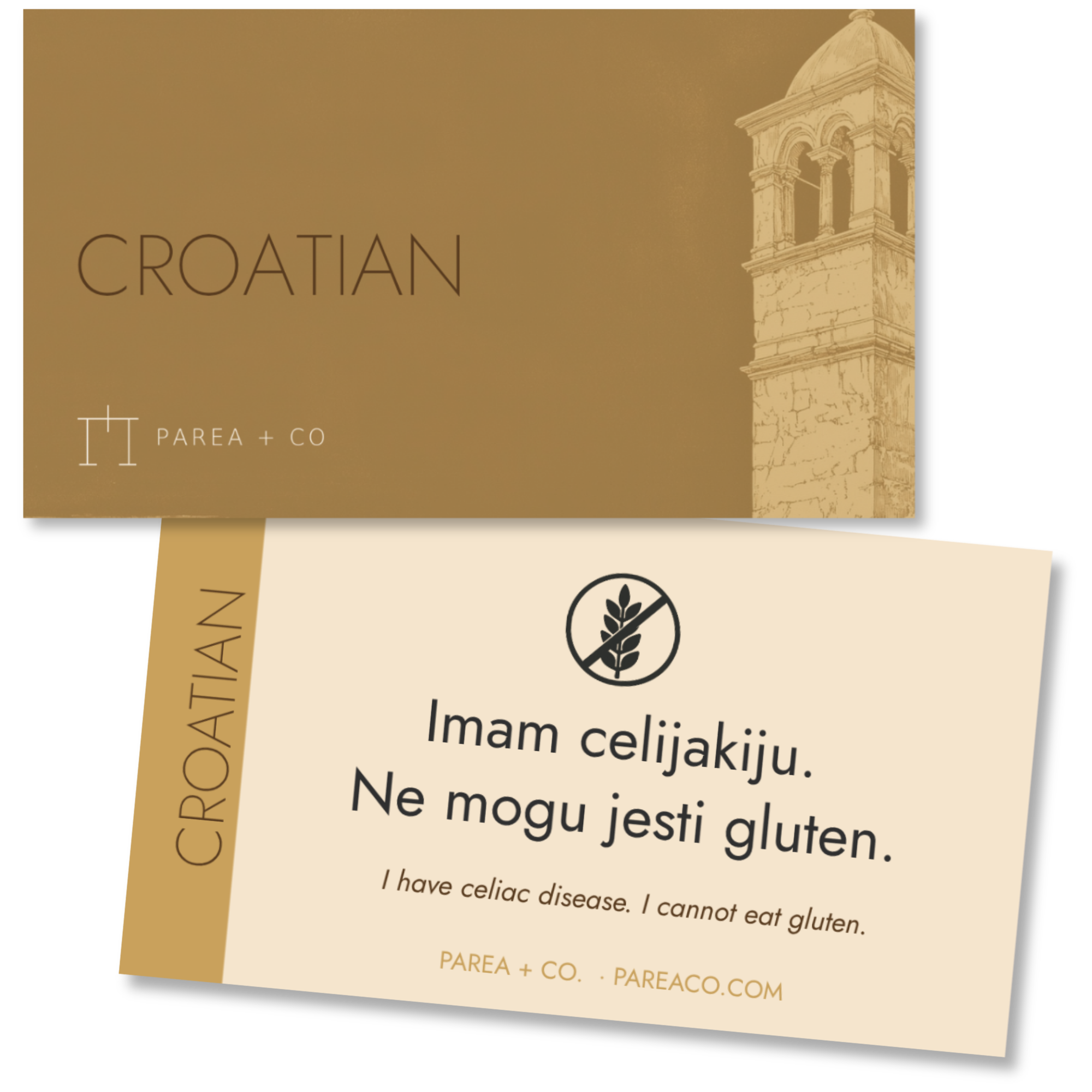 Croatian Celiac Card Set