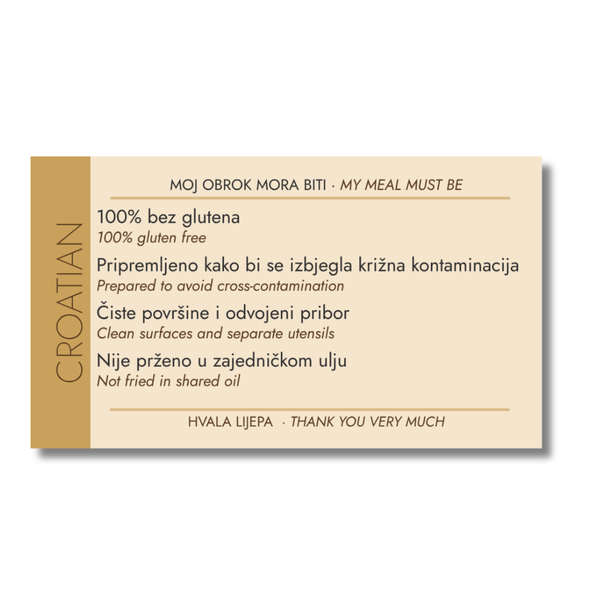 Croatian Celiac Cafe Card