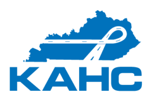 Logo featuring the outline of the state of Kentucky with a white ribbon and a stylized sweeping line, with the text 'KAHC' below.