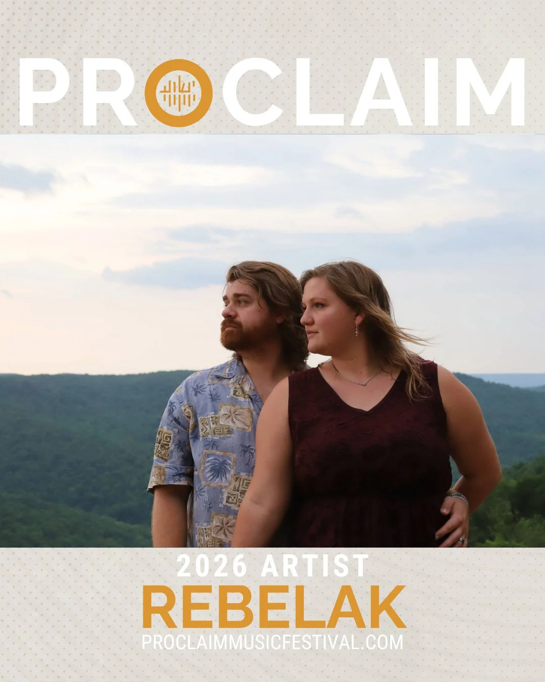 We're so excited to welcome Rebelak to Proclaim this year!⁠
@rebelak.music ⁠
From Rebelak: We are a husband and wife, Joshua and Sarah Rebelak. God created; thus, we as His creation create things in return. One of our favorite ways to worship is sing
