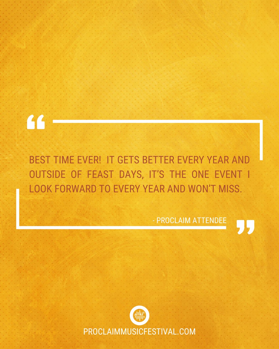 "Best time ever!  It gets better every year and outside of Feast days, it's the one event I look forward to every year and won't miss."⁠
#proclaimtestimony #thekingdomfamilywillsing