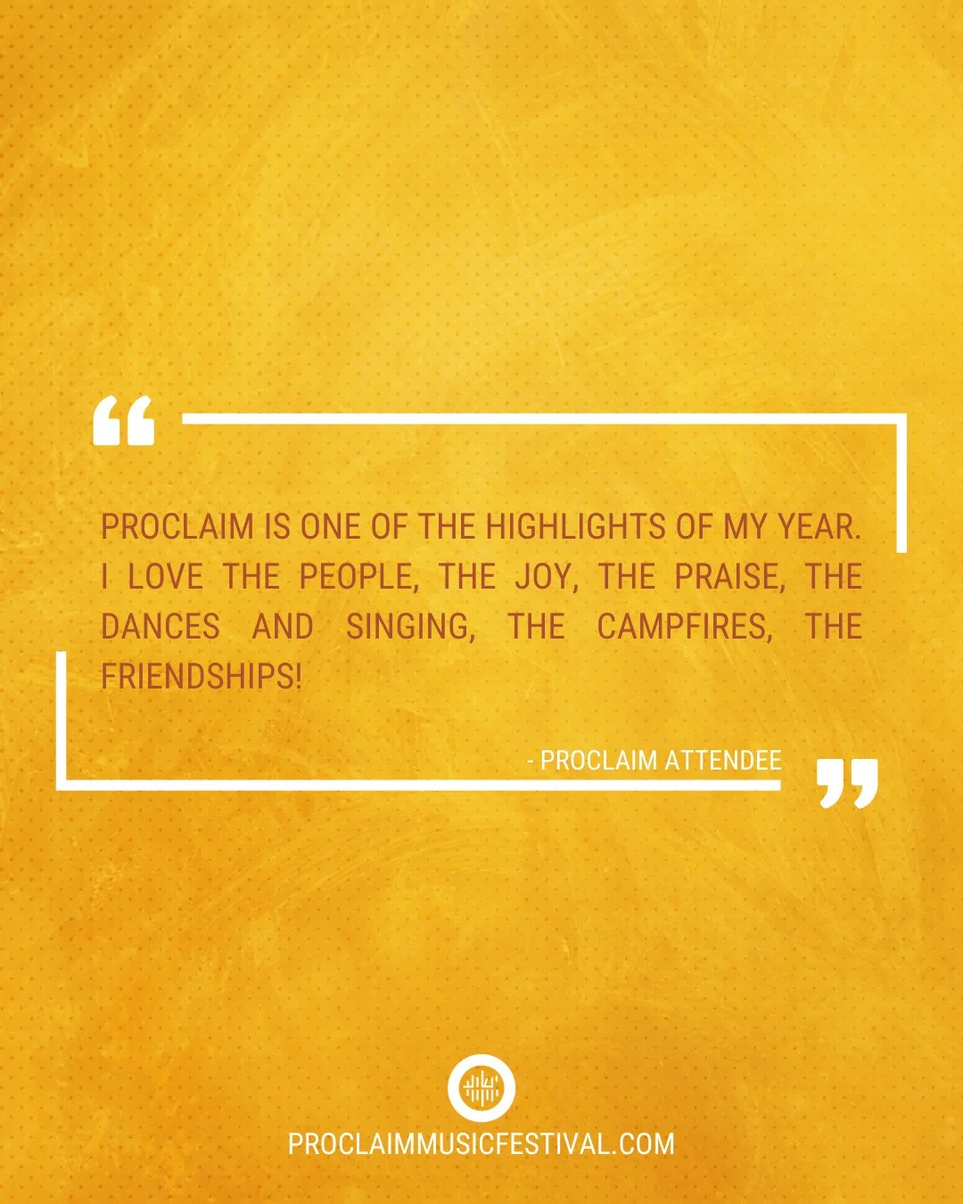 &ldquo;Proclaim is one of the highlights of my year.  I love the people, the joy, the praise, the dances and singing, the campfires, the friendships!&rdquo; - Proclaim Attendee⁠
#proclaimtestimony #thekingdomfamilywillsing