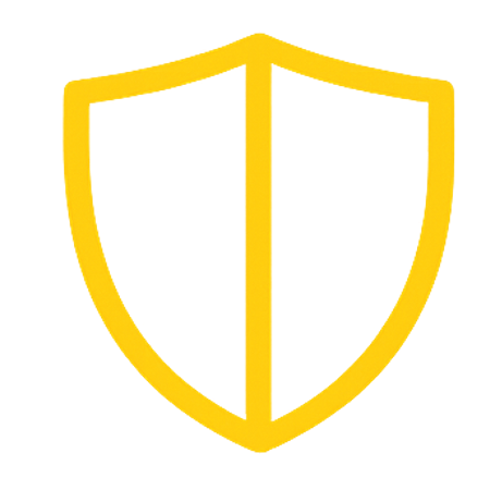 A yellow shield outline with a black background.