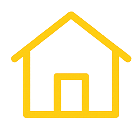 Gold-colored house icon with a gable roof and a centered door.
