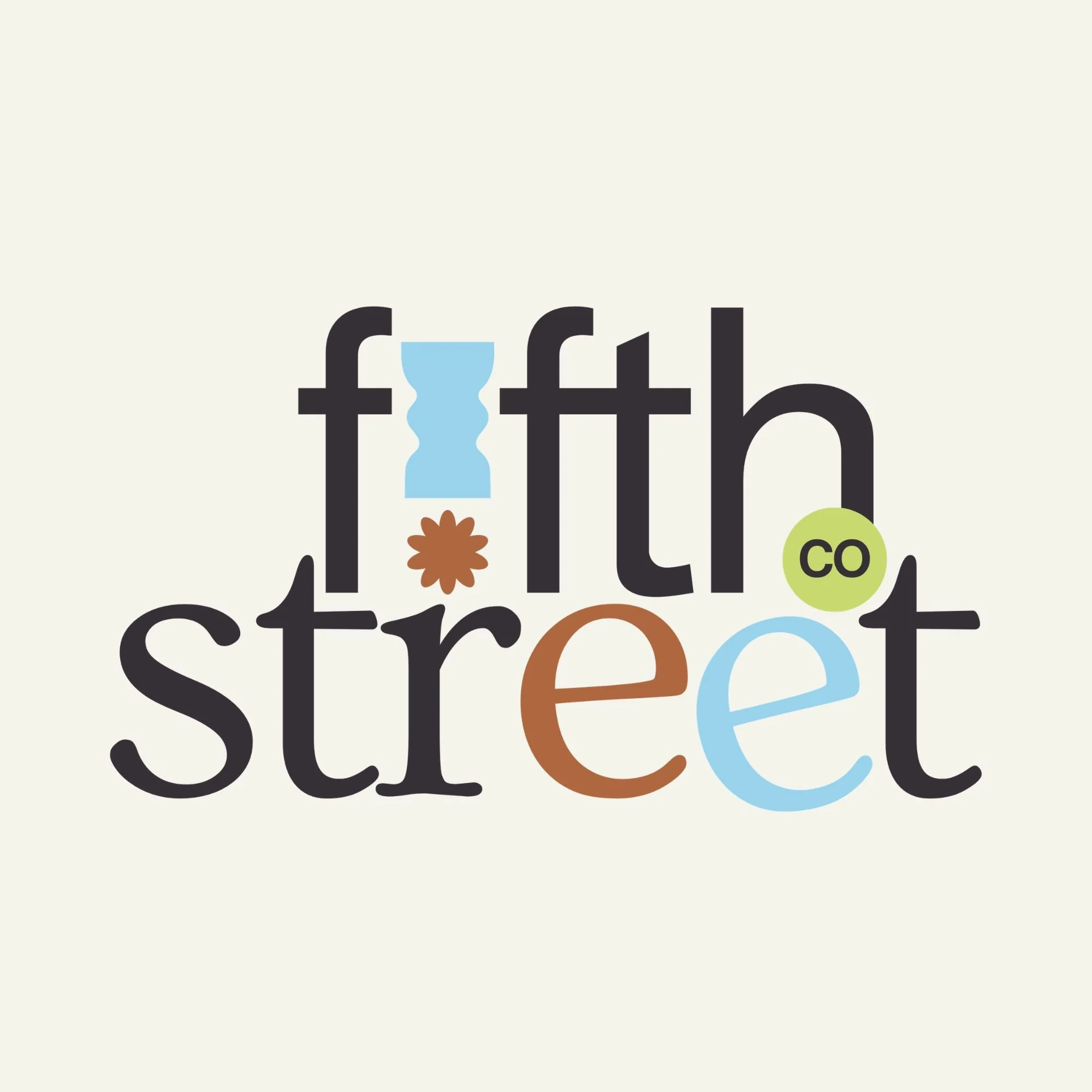 Graphic with text and icons promoting a carbon offset program, with the word "fifth" and a small green circle containing "co", a blue water droplet, and a flower symbol.